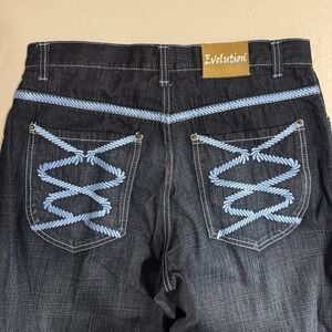 Evolution In Design Baggy Jeans mens 38 y2k baggy skate hip hop embroidered